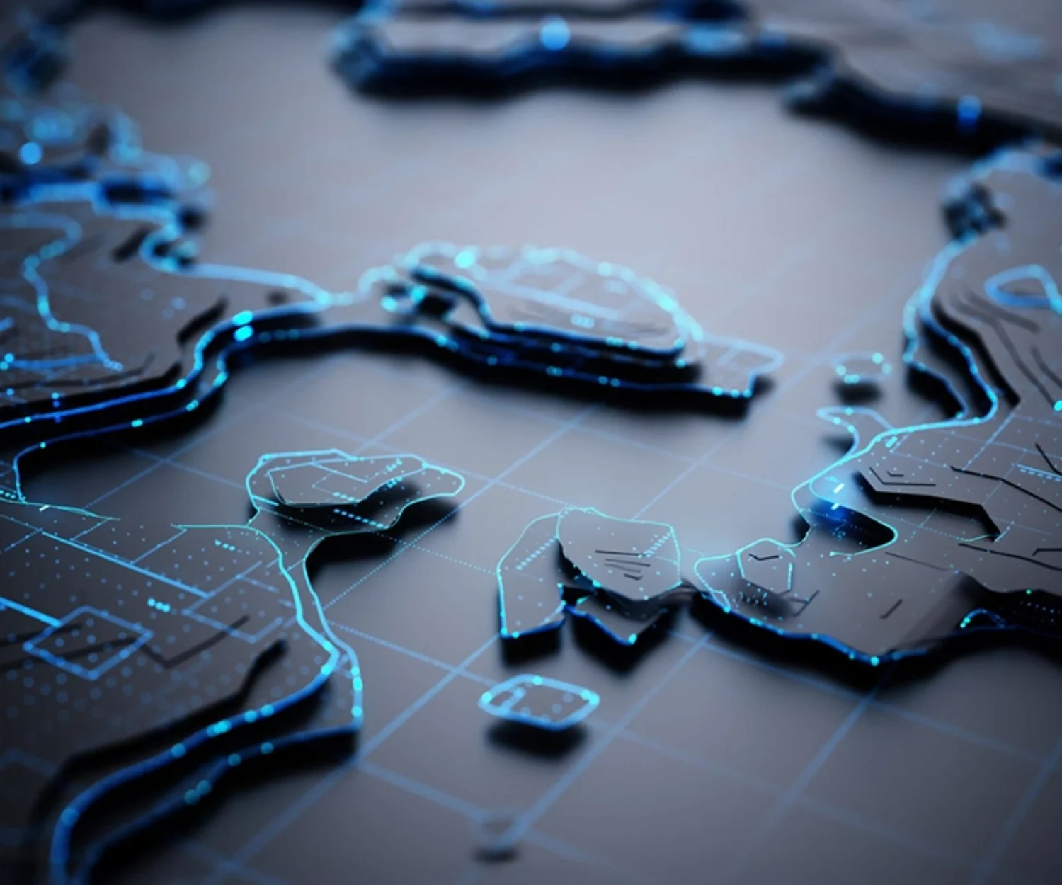 Abstract Landscape background - 3d rendered image of topology structure map. Virtual reality technology concept.Communication network concept